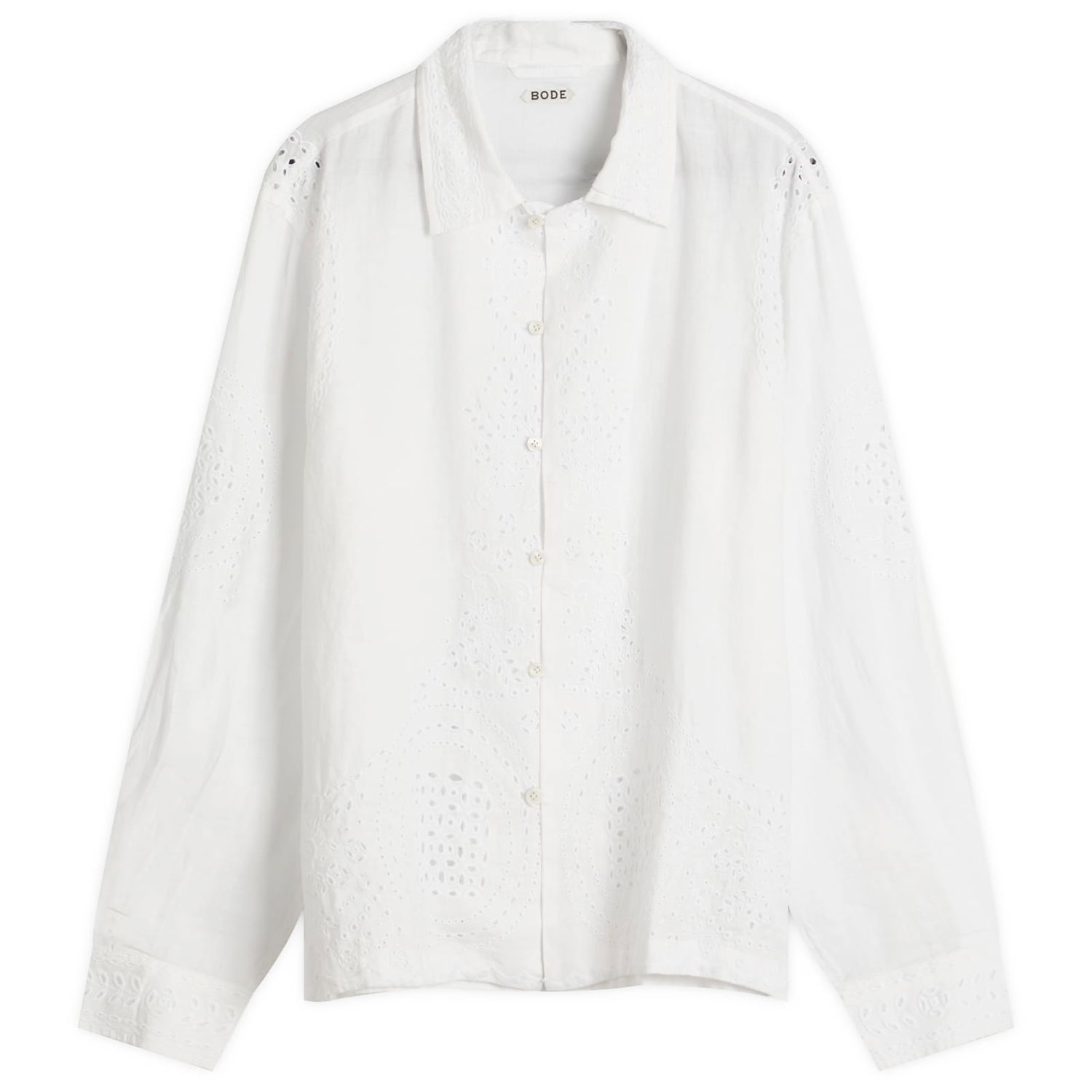 Риза Bode Belvoir Eyelet Shirt, Size Large Бяло | MRS25SH039-WHT, 1