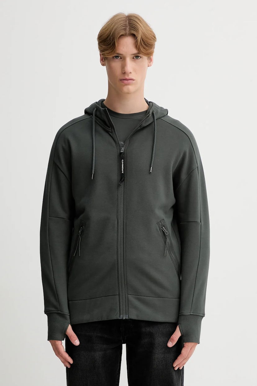 Суитчър C.P. Company C.P. Company Smooth Hooded Zip-Up Sweatshirt Зелено | 19CMSS715A005086W