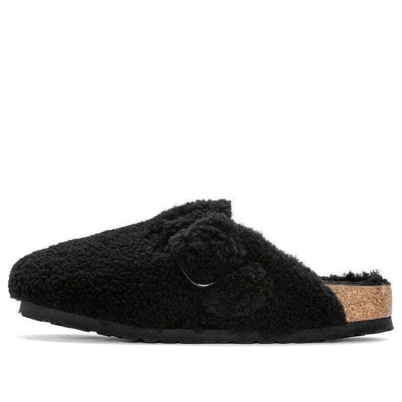 Кецове и обувки Birkenstock Boston Big Buckle Shearling Narrow Fit Slippers Черно | 1025700