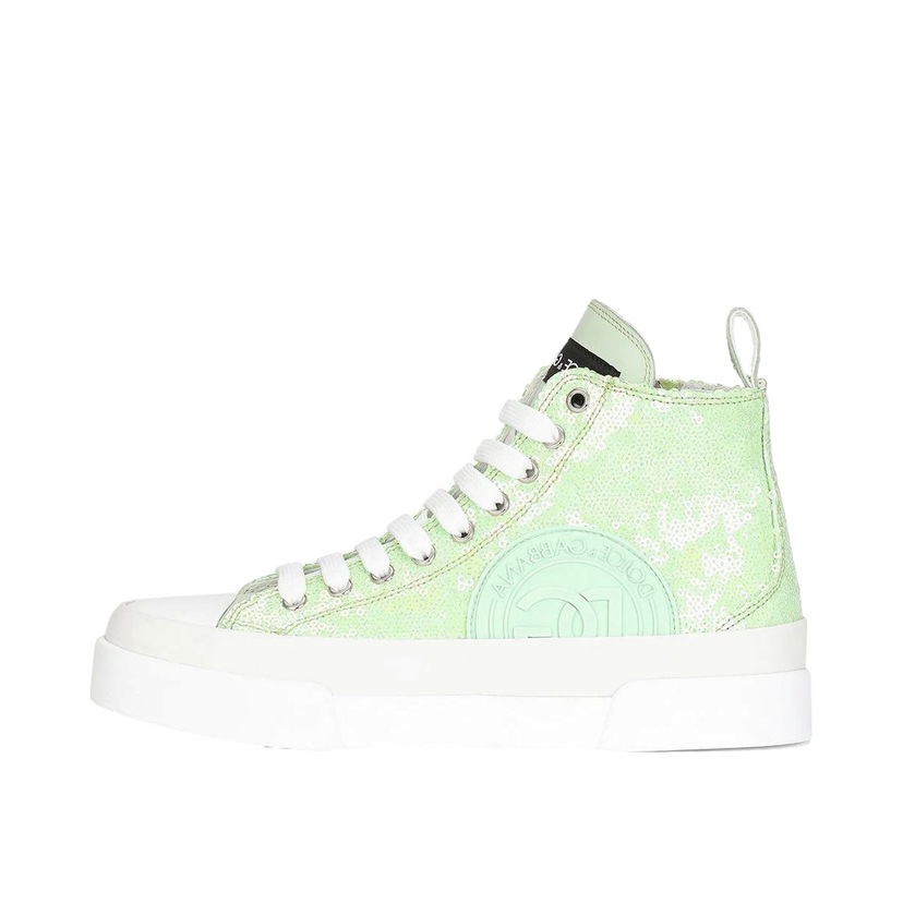 Кецове и обувки Dolce & Gabbana Portofino High Top Sequin Lime Green W Зелено | CK1887AQ273