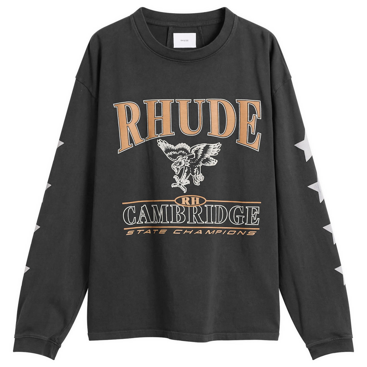 Тениска Rhude Rhude Cambridge State Champs Long Sleeve T-Shirt Черно | RHPF25TT15012-0027, 1