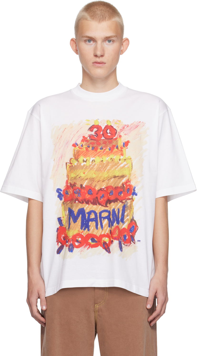 Тениска Marni 30th Anniversary Print T-shirt Бяло | HUMU0223PZ USCX15