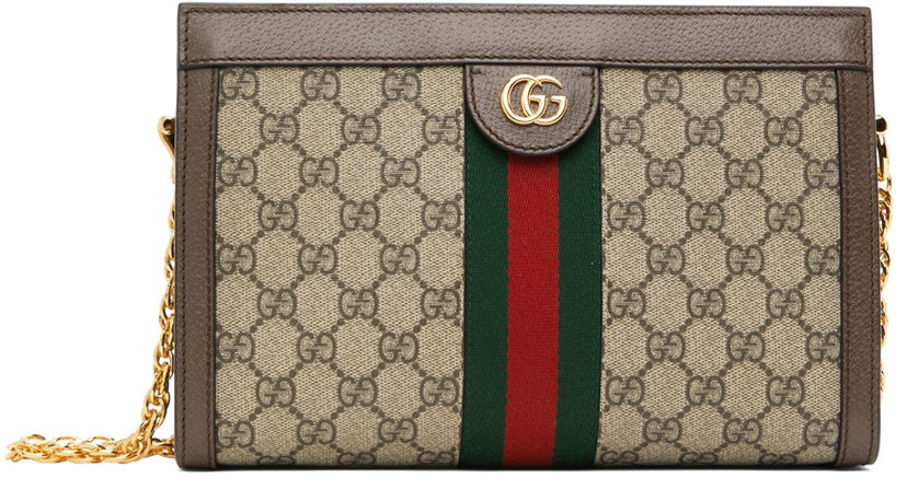 Чанта през рамо Gucci Beige Small GG Supreme Ophidia Бежово | 503877 K05NG