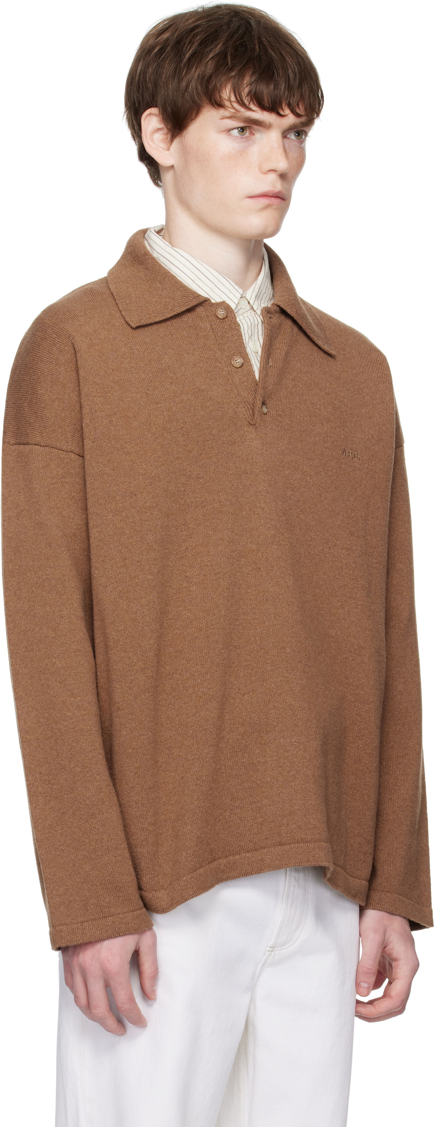 Пуловер A.P.C. A.P.C. Manuel Knit Polo Кафяво | WOASB-H23454, 1