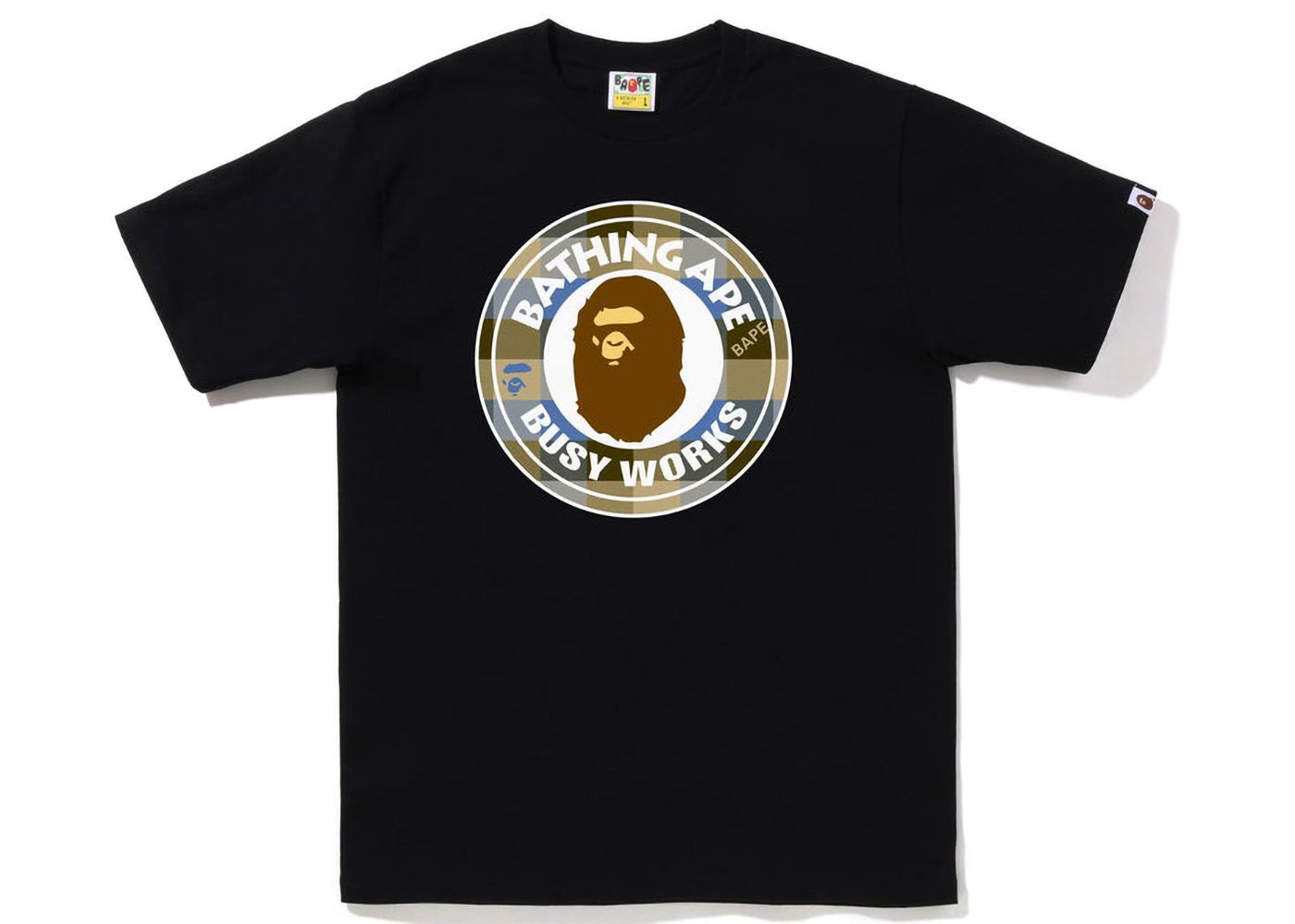 Тениска BAPE Block Check Busy Works Tee Черно | 1I80-110-033, 0