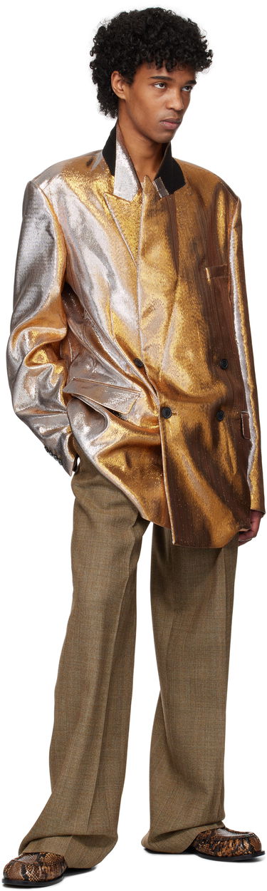 Яке Dries Van Noten Dries Van Noten Metallic Double-Breasted Blazer Металик | 251-020409-1091, 4
