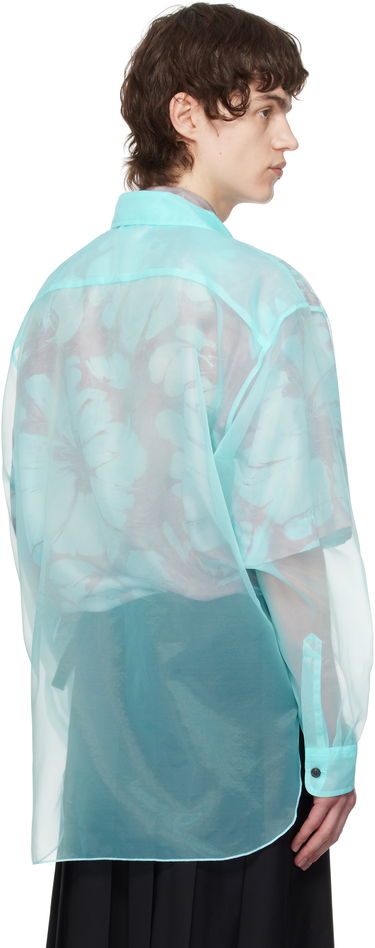 Риза Dries Van Noten Dries Van Noten Organza Floral-Print Shirt Тюркоазено | 251-020732-1501, 2