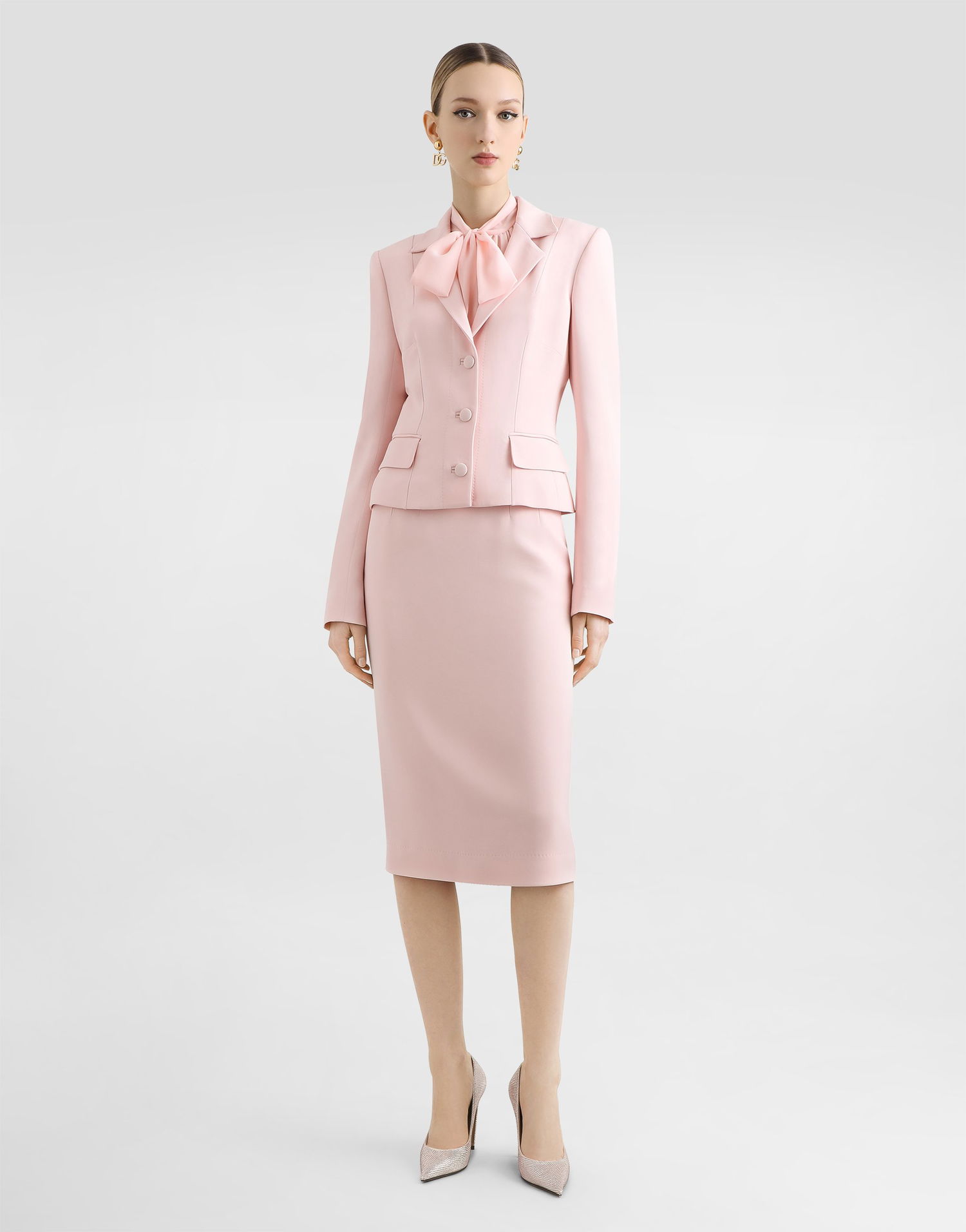 Яке Dolce & Gabbana Dolce & Gabbana Single-Breasted Stretch Cady Jacket Розово | F27BTTFUAE5F1452, 1