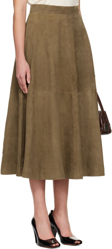 Пола Róhe Róhe A-Line Suede Midi Skirt Зелено | 414-32-144, 1