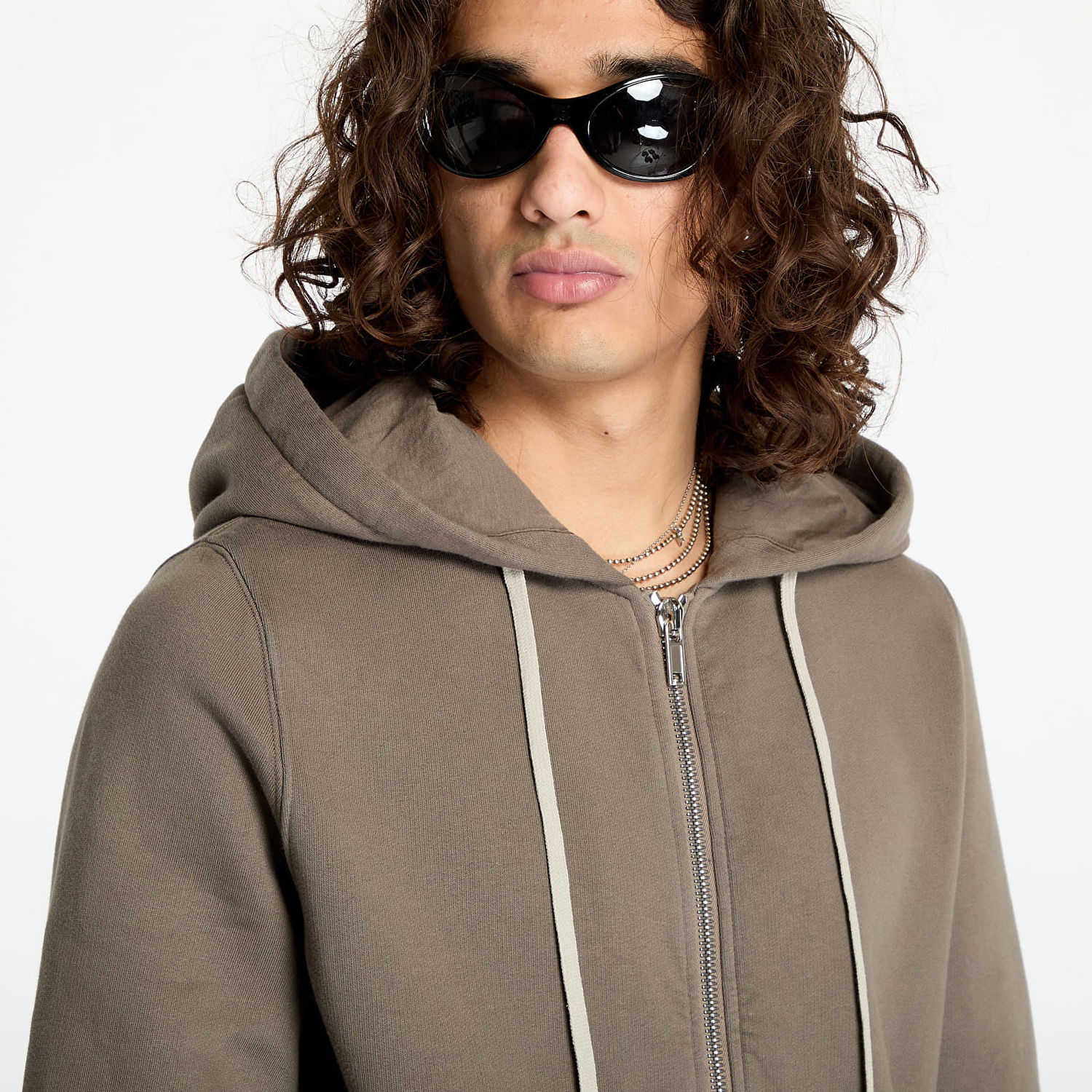 Суитчър Rick Owens DRKSHDW Knit Sweatshirt - Jason S Hoodie Dust Кафяво | DU02D2276 F 34, 1