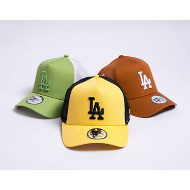 Шапка с козирка New Era 9FORTY A-Frame Trucker MLB League Essential Los Angeles Dodgers Pineapple / Black  One Size Бежово | 60435249, 2
