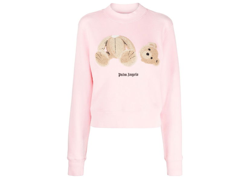 Суитчър Palm Angels Bear-Print Organic Cotton Sweatshirt Розово | PWBA016C99FLE0023460