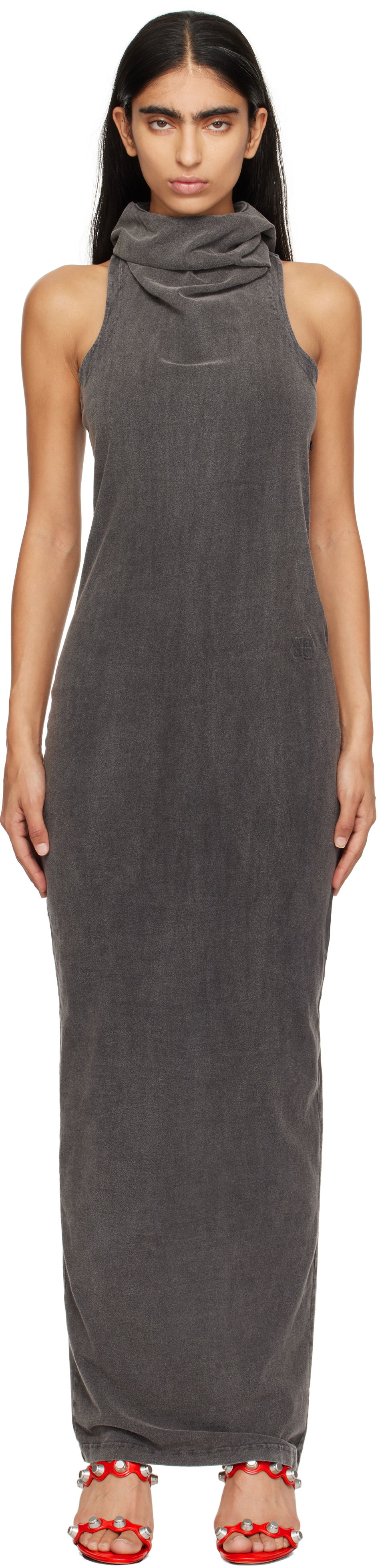 Pокля Alexander Wang Alexander Wang Cowl Neck Racer Back Maxi Dress Сиво | 4CC3246261, 0