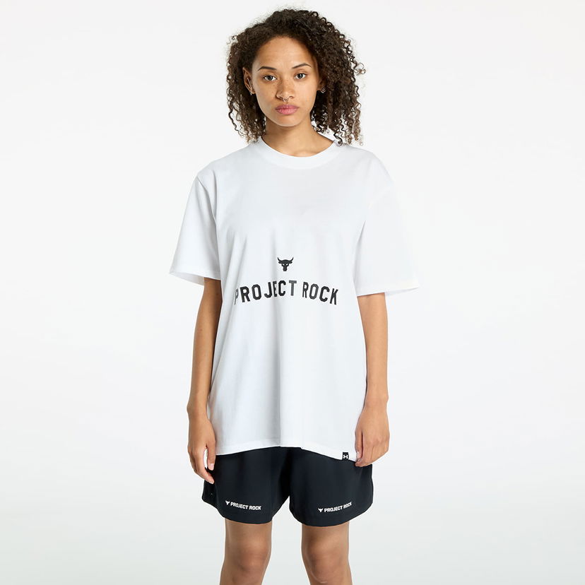 Тениска Under Armour Project Rock Campus Q3 T-Shirt White/ Black Бяло | 1386440-100