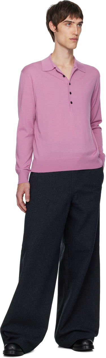 Поло тениска Dries Van Noten Dries Van Noten Long Sleeve Merino Wool Polo Розово | 252-021201-2700, 3