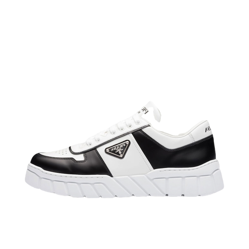Кецове и обувки Prada Voluminous Sneakers Leather White Black Бяло | 2EE378_3LJ6_F0964