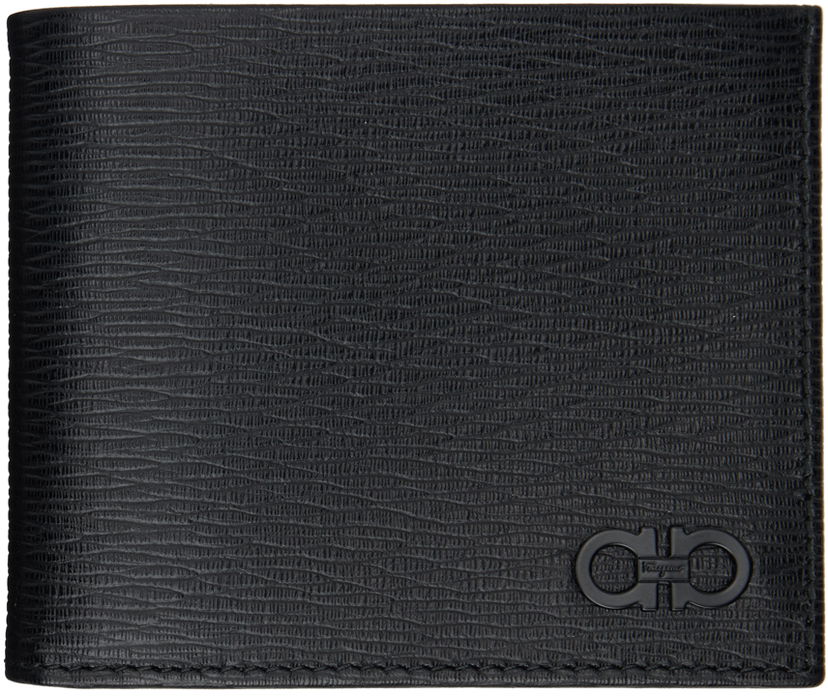 Портфейл FERRAGAMO Bifold Textured Leather Wallet Черно | 733308