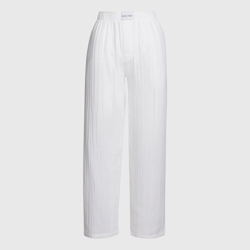 Панталони CALVIN KLEIN Textured Cotton-Gauze Sleep Pants Сиво | 000QS7140E100