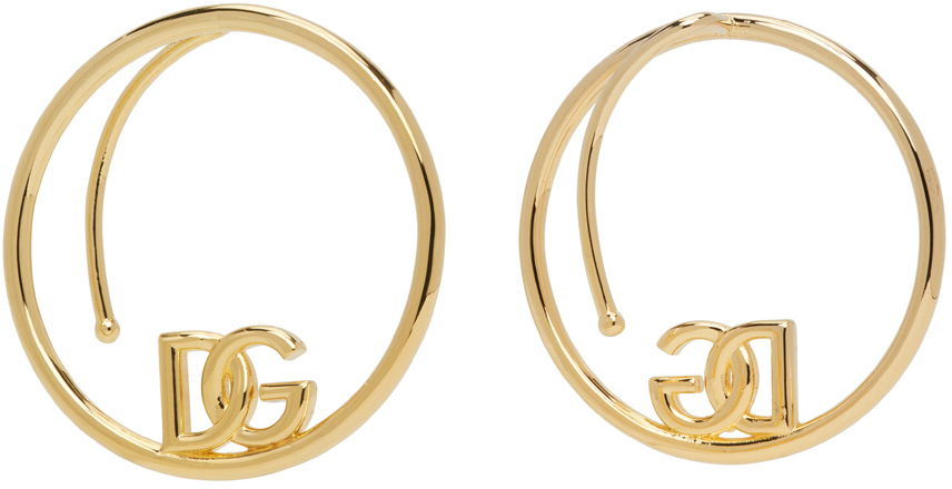 Обеци Dolce & Gabbana Gold Logo Hoop Ear Cuffs Металик | WEO8L3W1111, 1