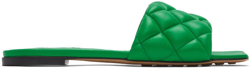 Кецове и обувки Bottega Veneta Bottega Veneta Padded Flat Sandals Зелено | 627710 VBRR0