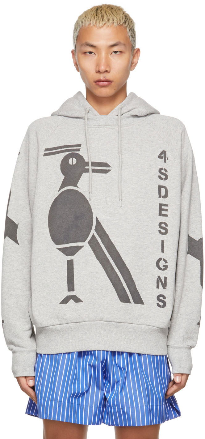 Суитчър 4sdesigns Bird Stencil Print Hoodie Сиво | S22/530