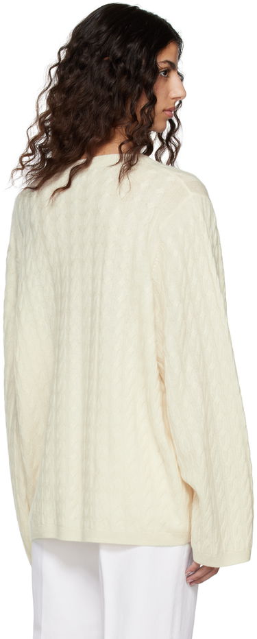 Пуловер TOTEME TOTEME Crewneck Cable Knit Sweater Бяло | 212-569-751, 2
