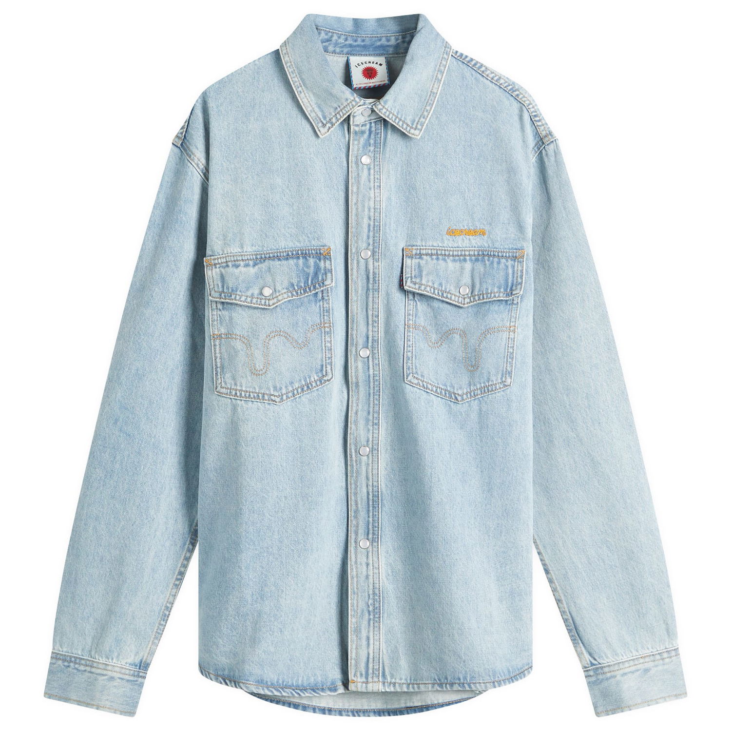 Риза BBC IceCream ICECREAM Chainstitch Denim Shirt, Size Large Синьо | ICD25105-BLU, 0