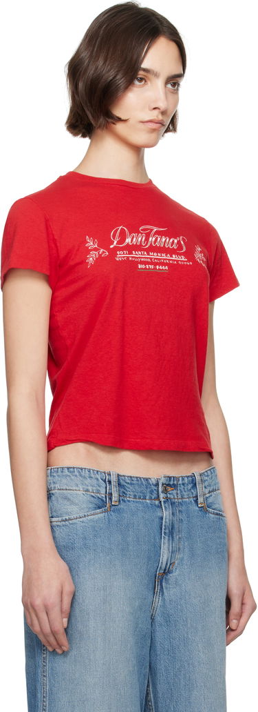 Съкратен топ RE/DONE Re/Done Classic 'Dan Tana's' Cropped T-Shirt Червено | 024-02WCGT336, 1