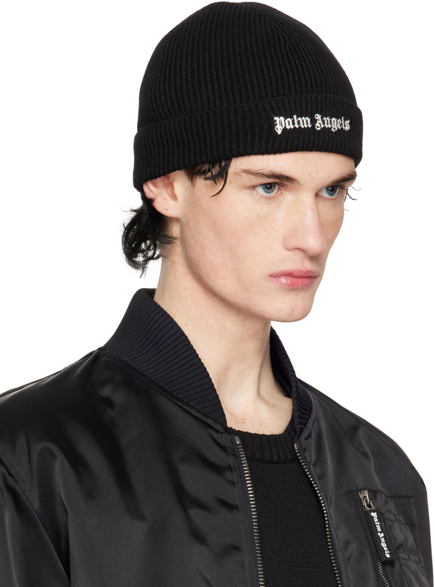 Шапка Palm Angels Classic Logo Beanie Черно | PMLC032C99FAB0011003, 1
