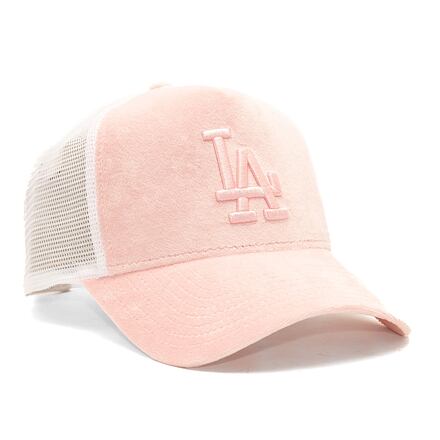 9FORTY Womens A-Frame Trucker MLB Velour Los Angeles Dodgers Pale Pink / Pa One Size