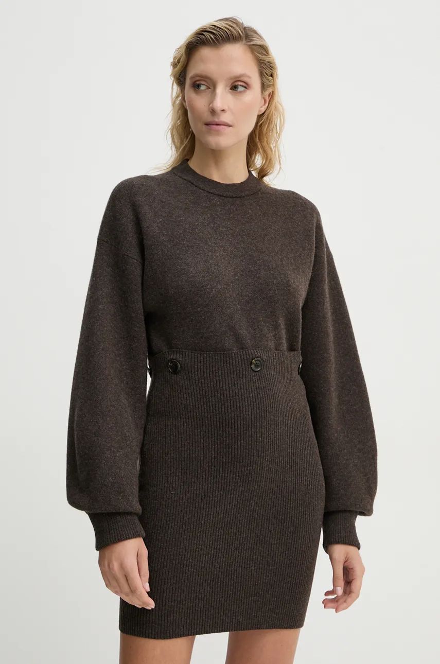 Pокля Nanushka Oversized Wool Mini Dress Кафяво | NW24PFHA28478, 0