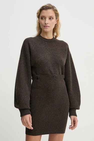 Pокля Nanushka Oversized Wool Mini Dress Кафяво | NW24PFHA28478, 0