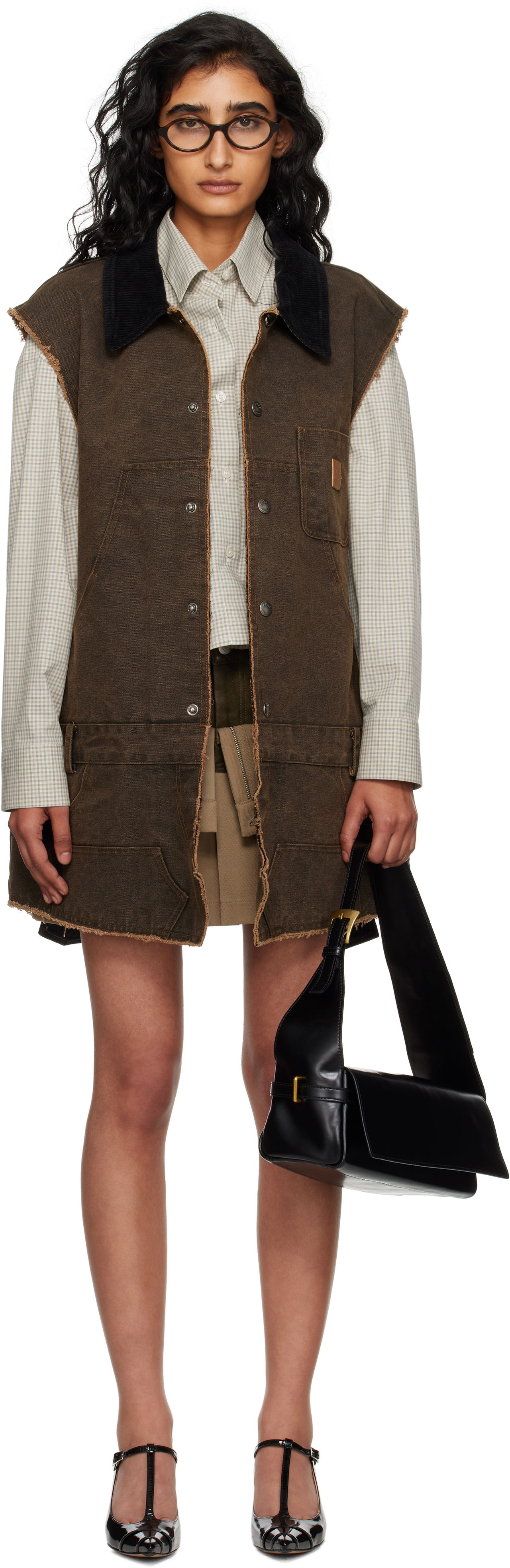 Pокля Andersson Bell Andersson Bell Carpenter Vest Minidress Кафяво | awa721w, 0
