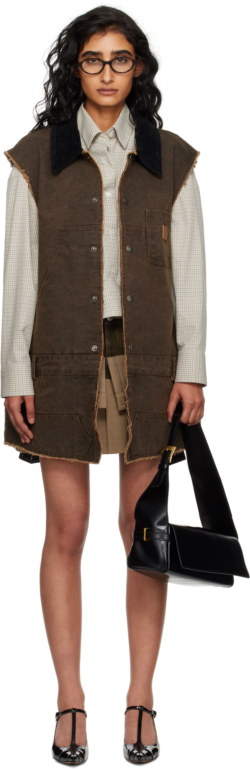 Pокля Andersson Bell Andersson Bell Carpenter Vest Minidress Кафяво | awa721w