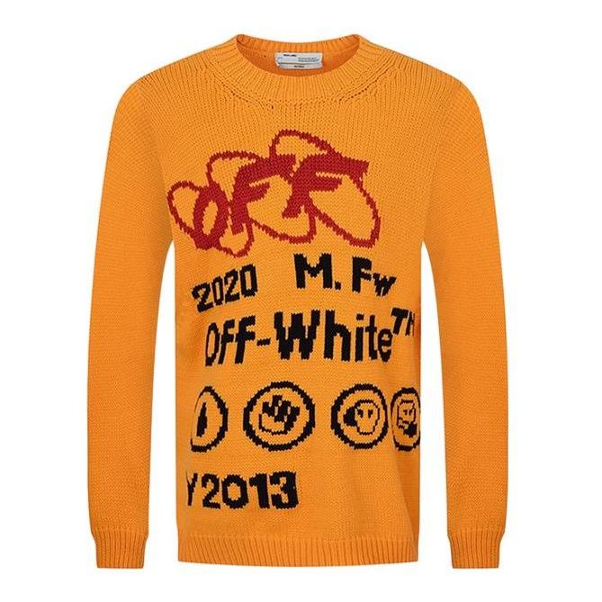 Пуловер Off-White Off-White Industrial Y013 Knit Crewneck Оранжево
 | OMHE032F19E370166010, 0