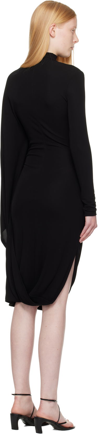 Pокля Stella McCartney Stella McCartney Asymmetric Cape Midi Dress Черно | 6A05563GU301, 2