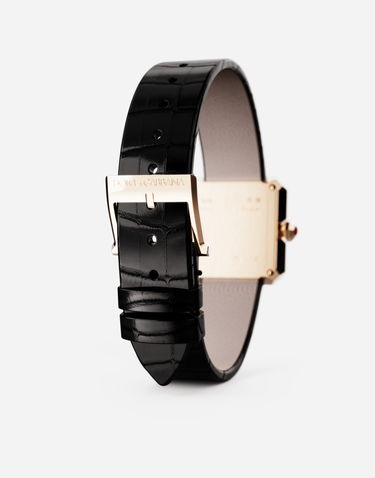 Часовник Dolce & Gabbana Diamond-Set Gold Faceted Case Watch with Croc-Embossed Leather Strap Черно | WWJC2GXSB01N0000, 3