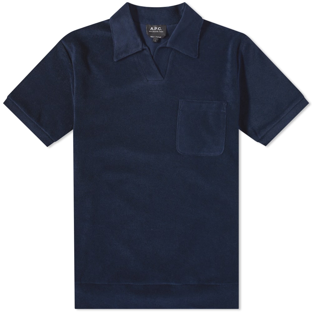 Поло тениска A.P.C. Agustino Sponge Fleece Polo Shirt Тъмно синьо | COEWT-H26072-IAK, 0