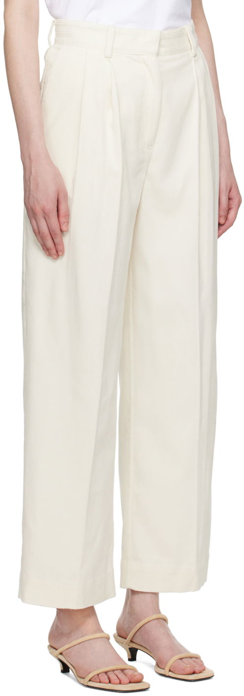 Панталони TOTEME TOTEME Pleated Wide-Leg Trousers Бяло | 243-WRB0202-FB0191, 1