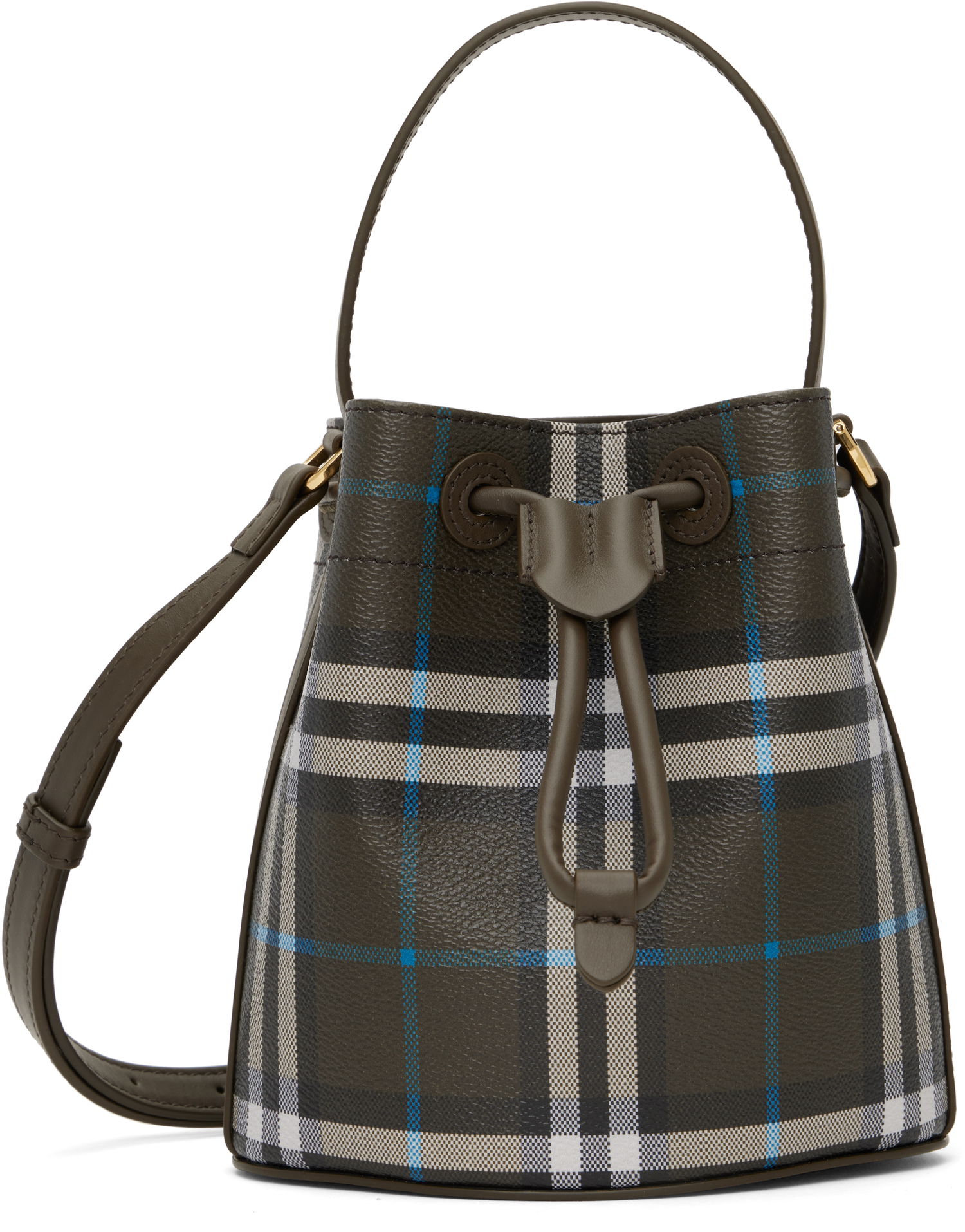 Дамска чанта Burberry Burberry Mini Check Bucket Bag Зелено | 8108303, 0