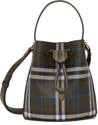 Дамска чанта Burberry Burberry Mini Check Bucket Bag Зелено | 8108303, 0