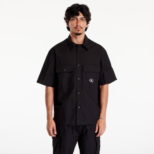 Cotton Poplin Utility Shirt Black