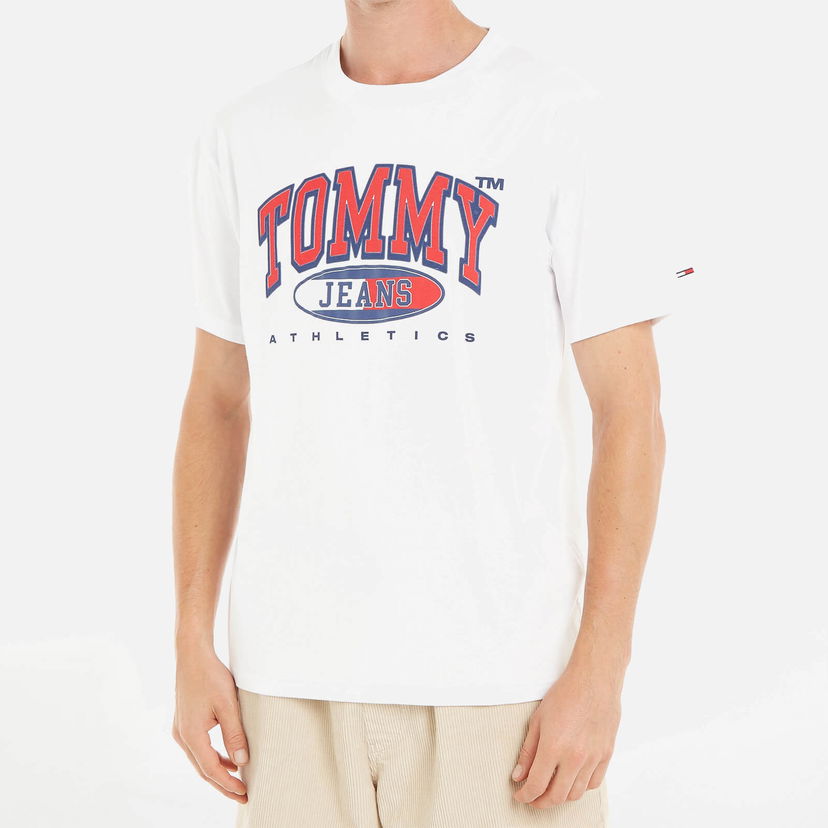 Тениска Tommy Hilfiger Tommy Jeans Relaxed Essential Logo-Graphic Cotton-Jersey Бяло | DM0DM16407YBR