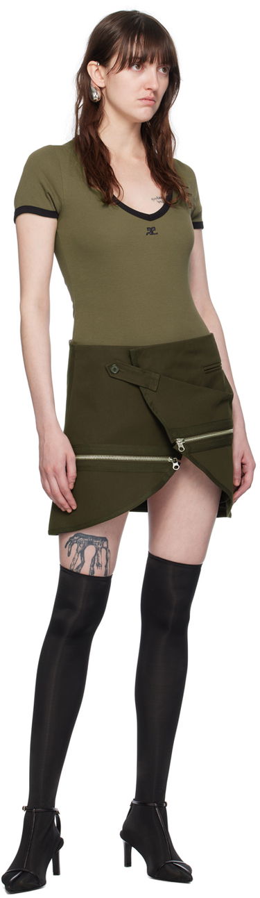 Пола Courrèges Courrèges Asymmetrical Zippered Miniskirt Зелено | 224CJU166CO0117, 3