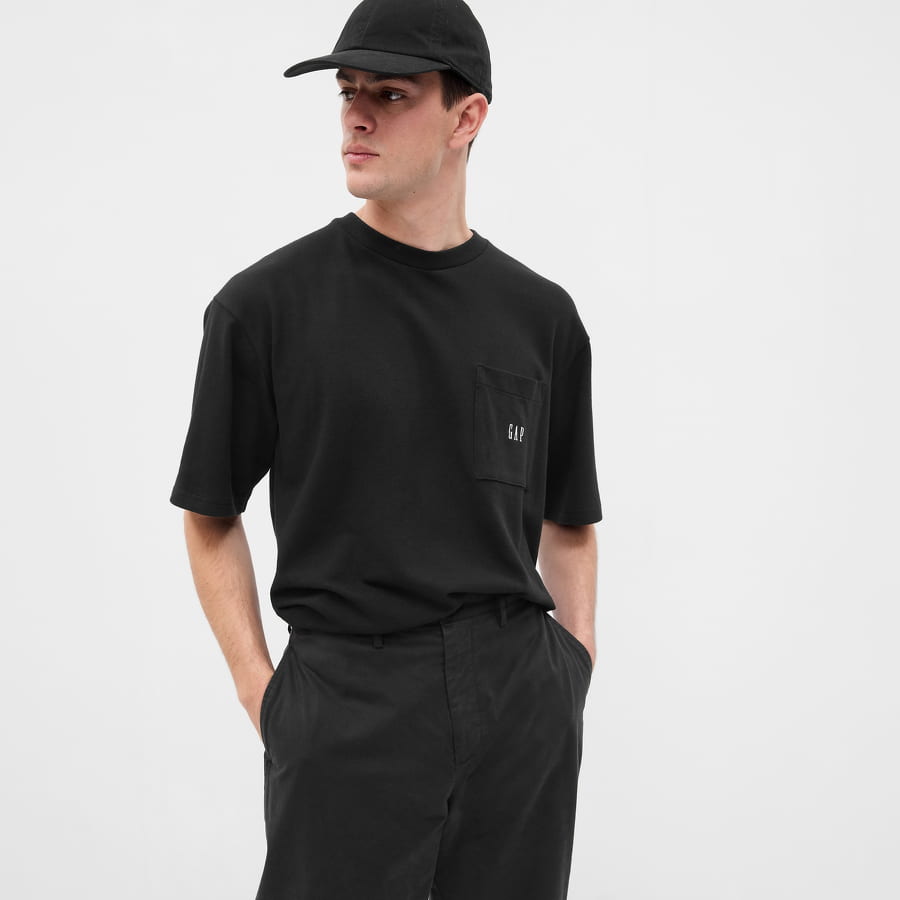 Тениска GAP Pique Oversized Tee Черно | 648973-02, 0