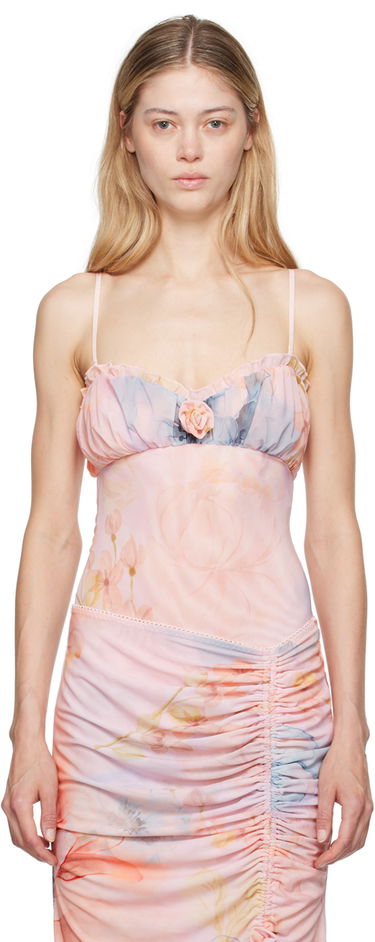 боди GUIZIO GUIZIO Adelpha Floral-Print Ruched Bodysuit Розово | P24D02K067, 0