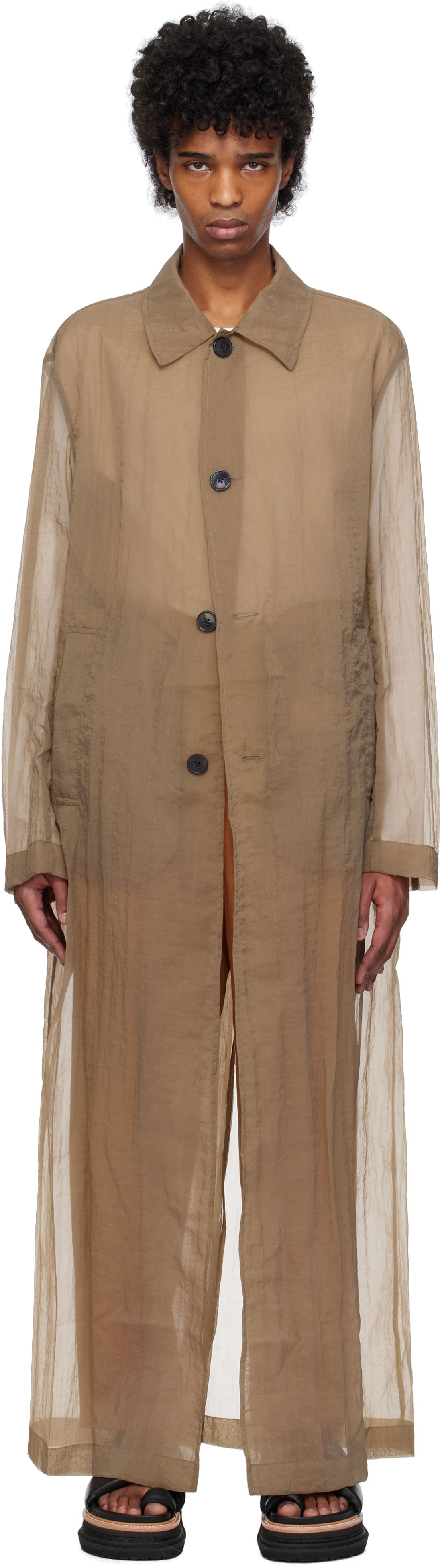 Дъждобран Dries Van Noten Dries Van Noten Loose Fit Mac Coat Кафяво | 251-020213-1329, 0