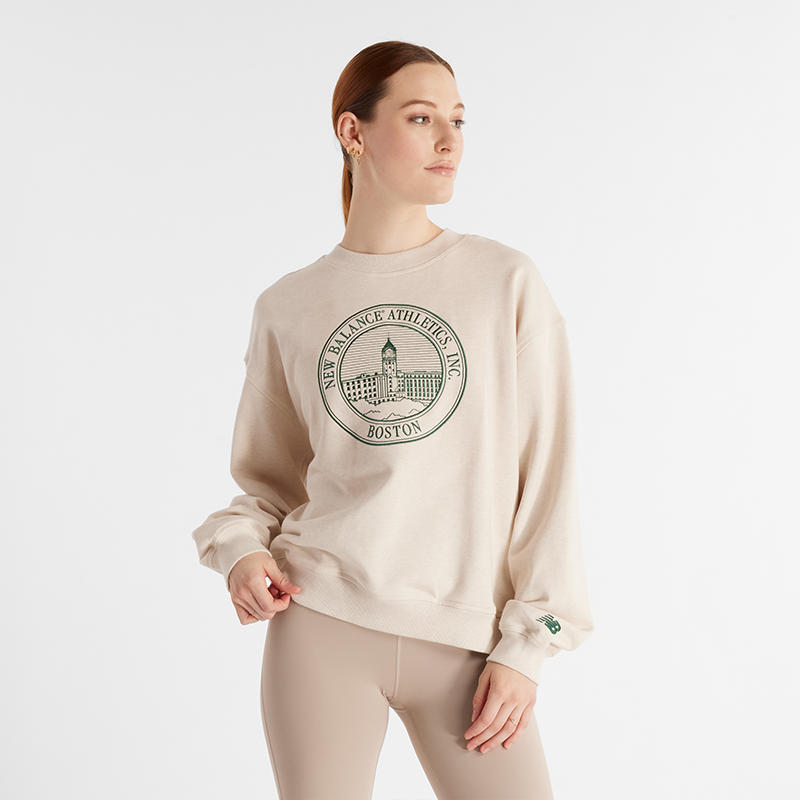 Суитчър New Balance Beige Oversized Graphic Sweatshirt Бежово | NBWT43553LIT, 0