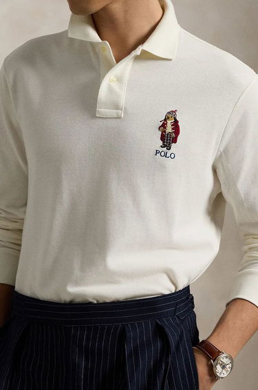Поло тениска Polo by Ralph Lauren Long Sleeve Polo Shirt Бяло | 710951641001, 3