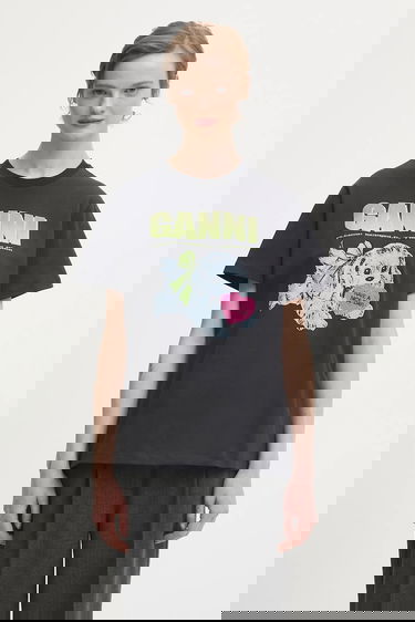 Тениска GANNI Basic Cotton Jersey Neon Puppy T-Shirt Черно | T4333, 1